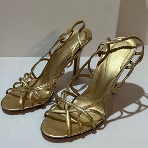 BCBGMAXAZIRA Gold Strappy High Heels. Size 5